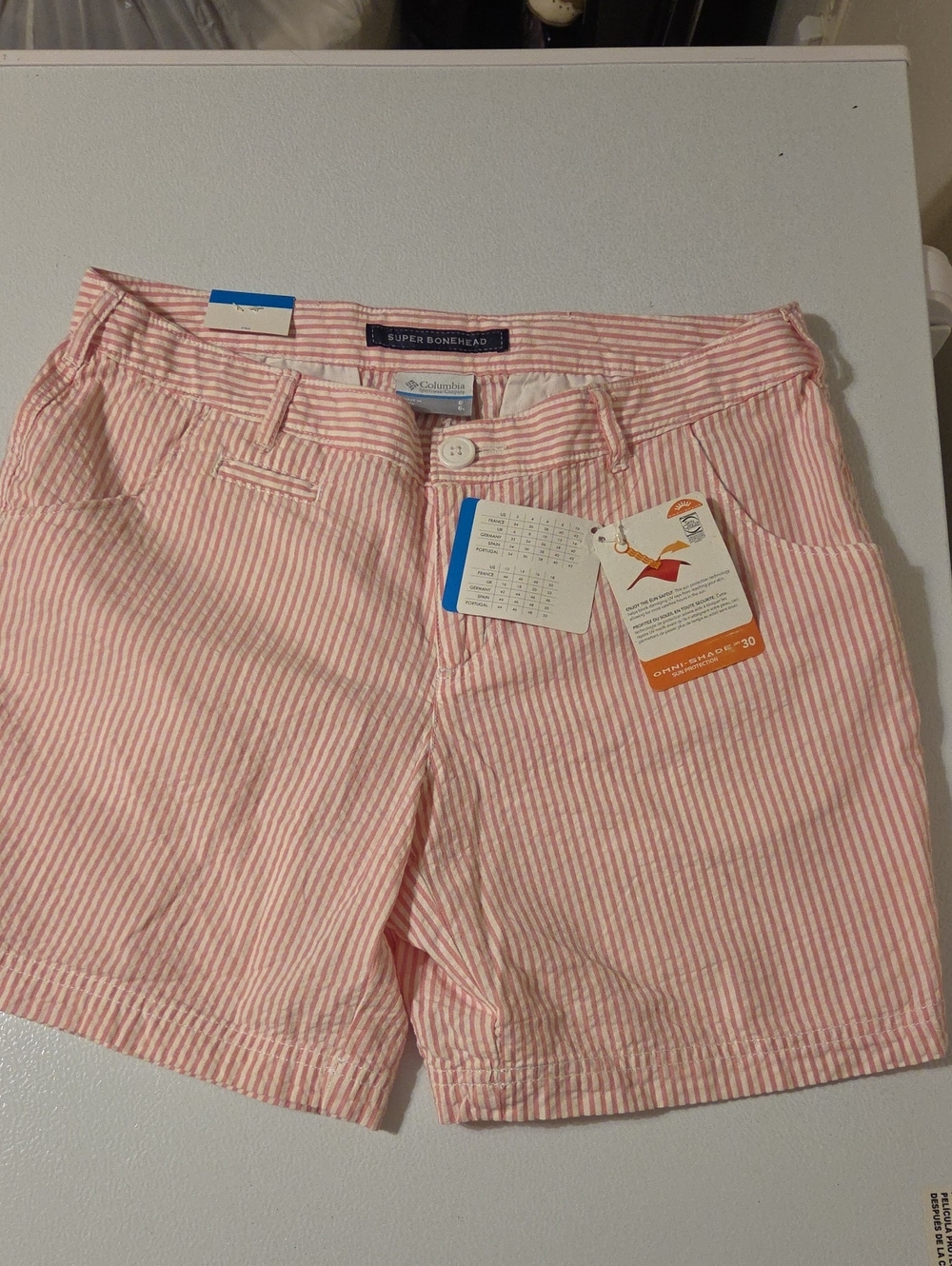 Columbia Super Bonehead Pink & White Stripe Women's Shorts